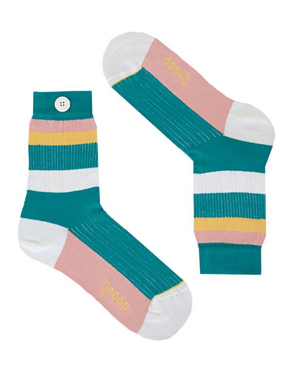 Ponožky Qnoop Rib Stripe Teal Green