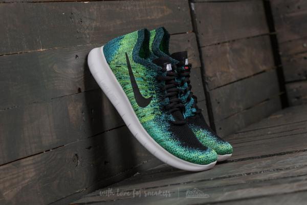 Nike Free Run Flyknit 2017 Black/ Black-Volt-Chlorine Blue