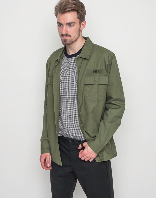 Košile Obey Mission Military Woven Light Army