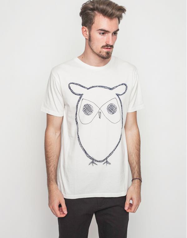 Triko Knowledge cotton Single Jersey With Owl White