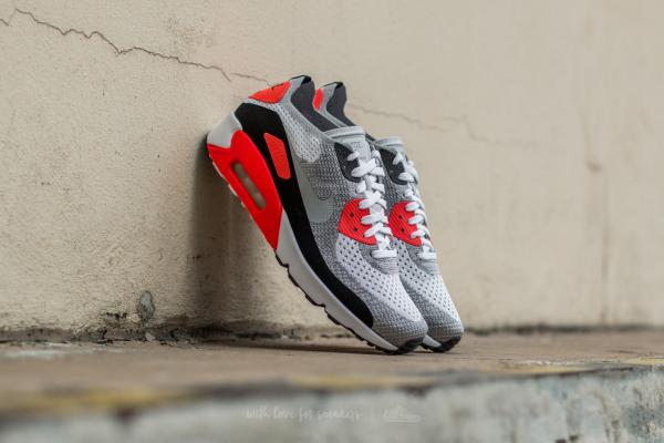 Nike Air Max 90 Ultra 2.0 Flyknit White/ Wolf Grey-Bright Crimson