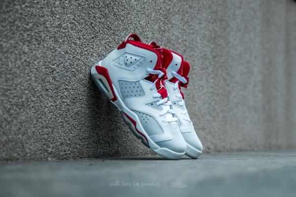 Air Jordan 6 Retro BG White/ Gym Red-Pure Platinum