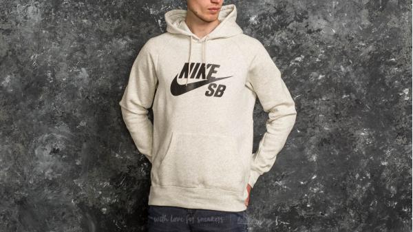Nike SB Icon Logo Pullover Hood Oatmeal Heather/ Black