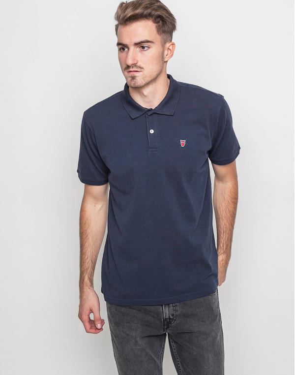 Knowledge Cotton Pique Polo Total Eclipse - White Owl XL