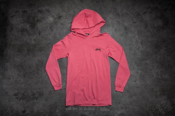 Stüssy Original Stock Long Sleeve Hood Tee Dark Pink