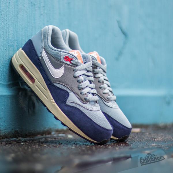 Nike Wmns Air Max 1 Essential Blue Grey/ White-Bright Crimson-Lylac Blue