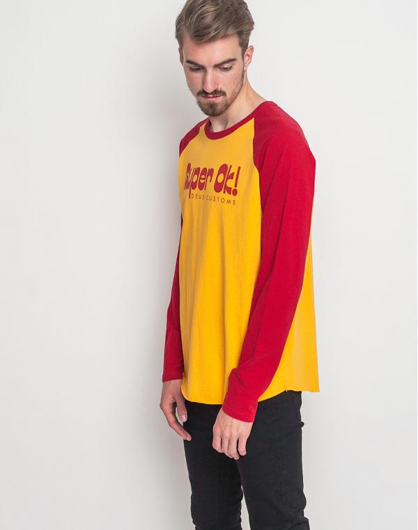Logo tee Deus Ex Machina Super OK Raglan Yellow - Red