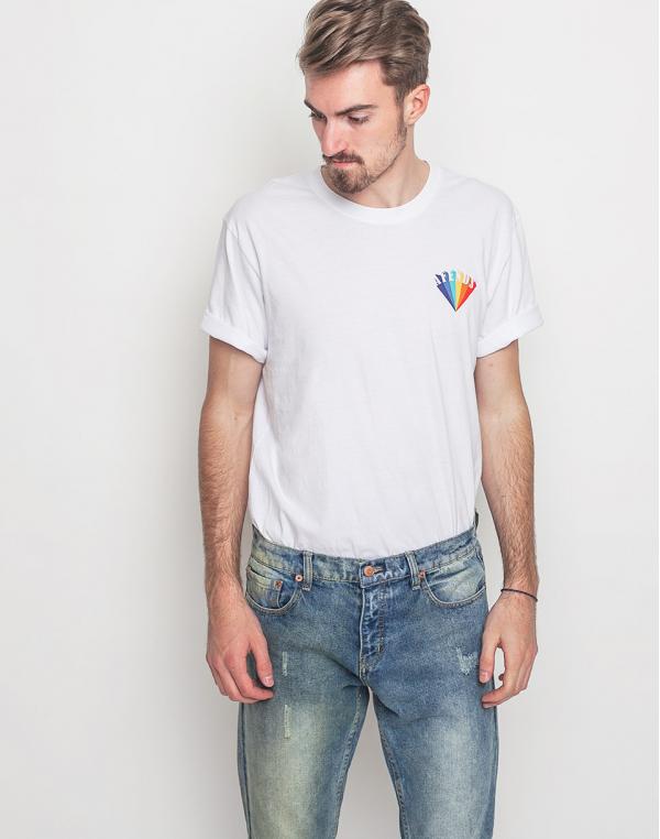 Logo tee Afends Hells Rainbow White