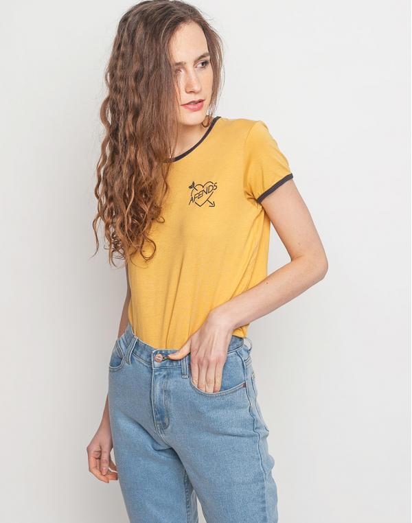 Logo tee Afends Mom Mustard & Charcoal