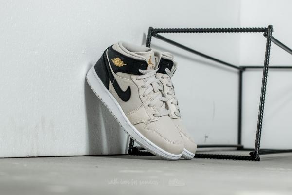 Air Jordan 1 MID (BG) Light Bone/ Metallic Gold-Black