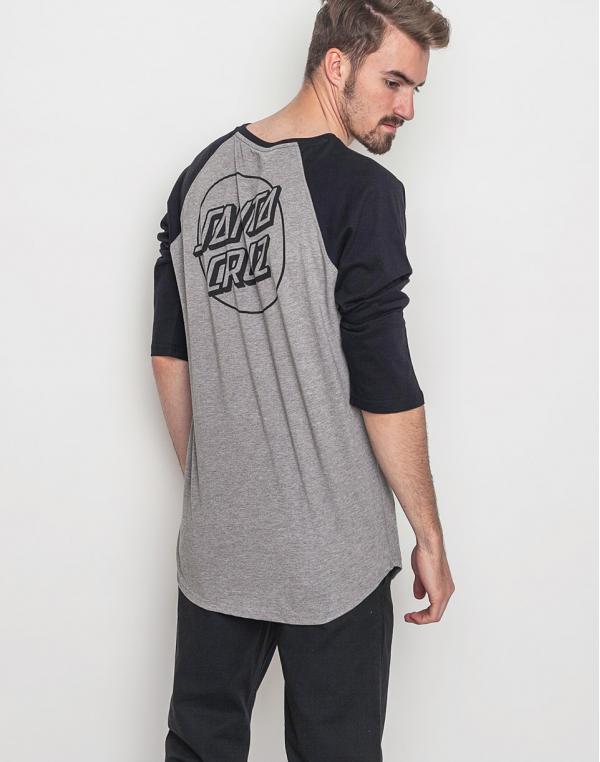 Logo tee Santa Cruz Base 3/4 Sl Baseball Top Black / Concrete