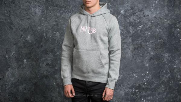 Nike SB Icon Pullover Hoodie Dark Grey Heather/ Prism Pink