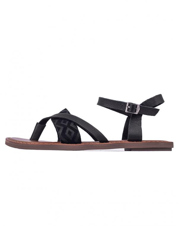 Sandály Toms Lexie Black Leather Emboss