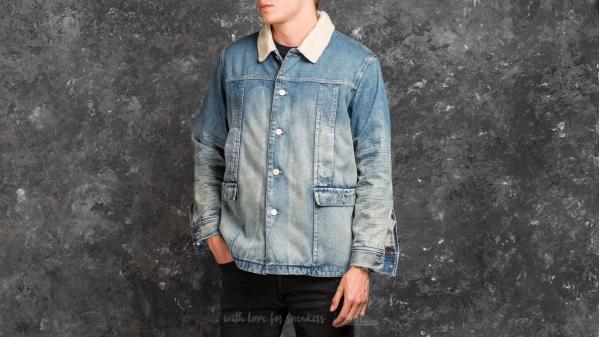 STAMPD Faux Shearling Denim Jacket Washed Indigo