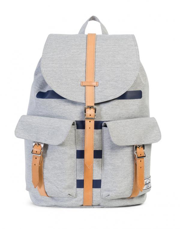 Batoh Herschel Supply Dawson Light Grey Crosshatch Stripe / Veggie Tan Leather