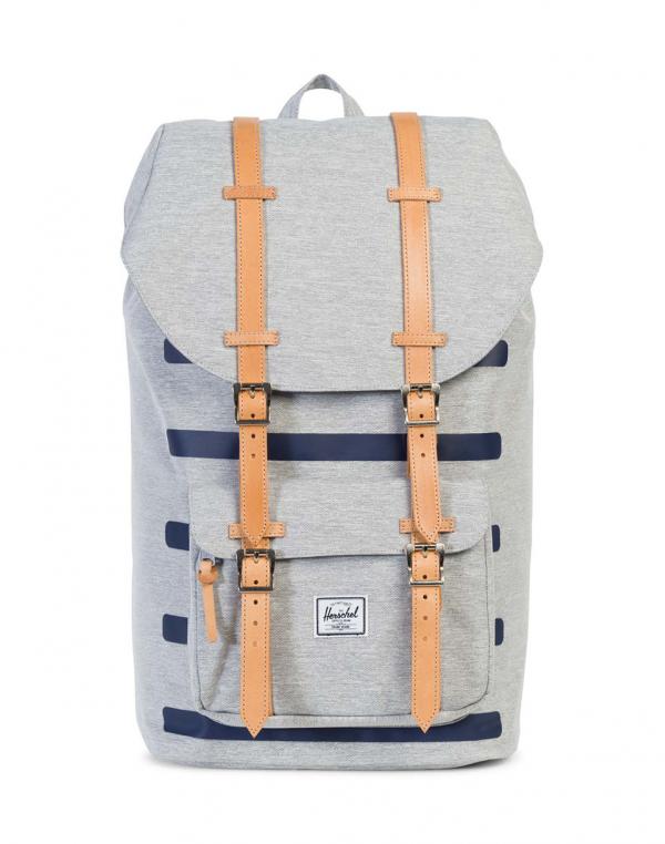 Batoh Herschel Supply Little America Light Grey Crosshatch Stripe / Veggie Tan Leather