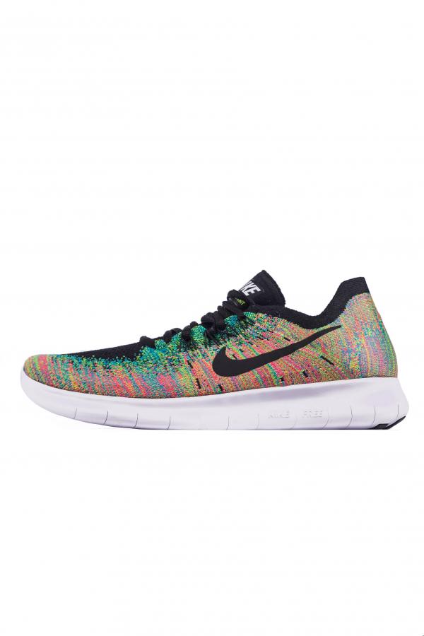 Sneakers - tenisky Nike Free RN Flyknit 2017 Black / Black - Blue Lagoon - Hot Punch
