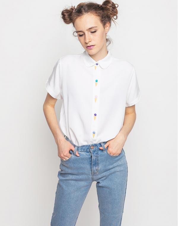 Košile Lazy Oaf Ice Cream Button White
