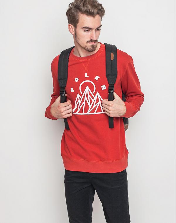 Mikina Poler Mountains Crew Mud Red