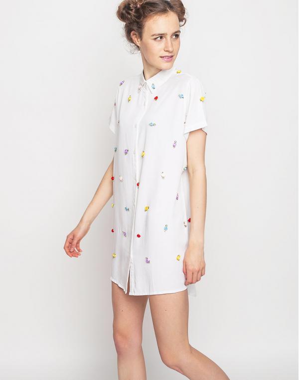 Košile Lazy Oaf Rose Bud White