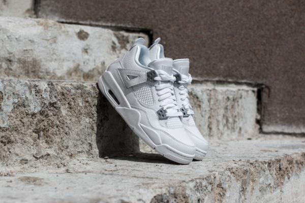 Air Jordan 4 Retro BG 'Pure Money' White/ Metallic Silver