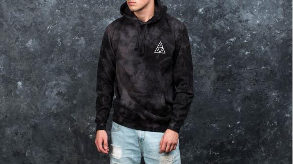 HUF Apparel 420 Triple Triangle Overdyed Plantlife Pullover Hoodie Smoke Black