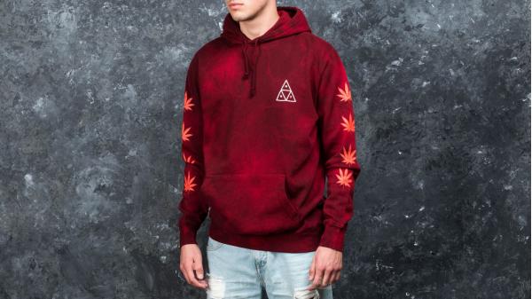 HUF Apparel 420 Overdyed Plantlife Pullover Hoodie Smoke Red