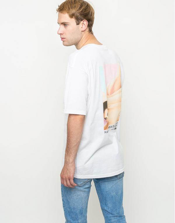 Logo tee Stussy Harumi Yamaguchi Nude White