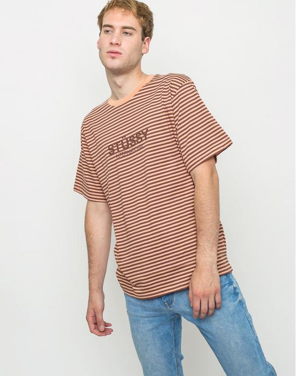 Logo tee Stussy Stripe Crew Peach