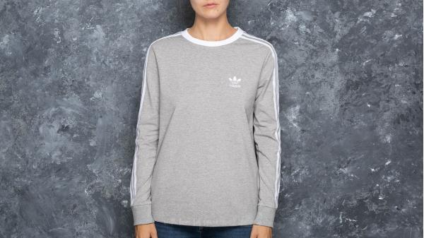 adidas 3 Stripes Longsleeve Tee Medium Grey Heather