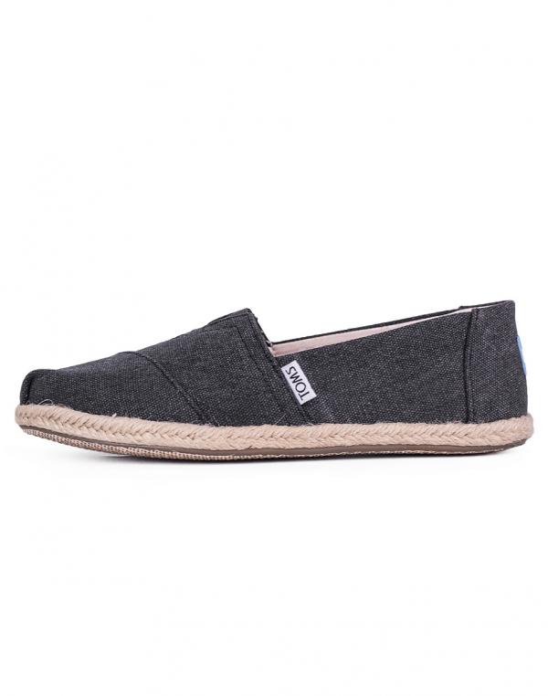 Espadrij Toms Classic Black Washed Canvas