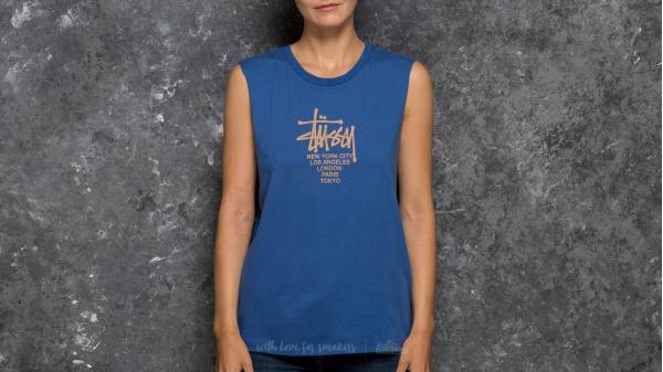 Stüssy Big Cities Raw Edge Muscle Tee Blue