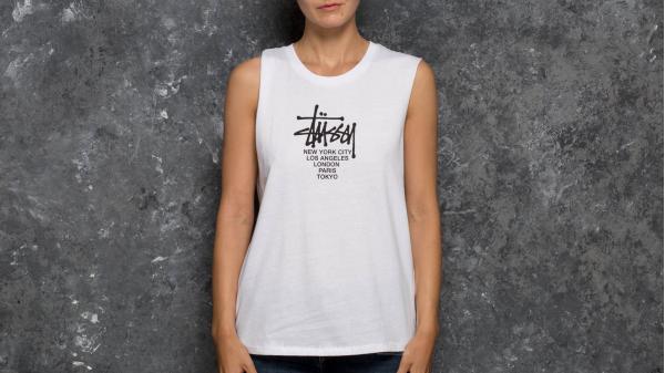 Stüssy Big Cities Raw Edge Muscle Tee White