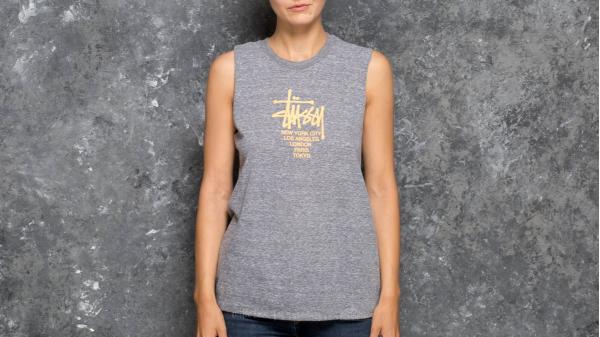 Stüssy Big Cities Raw Edge Muscle Tee Grey Heather