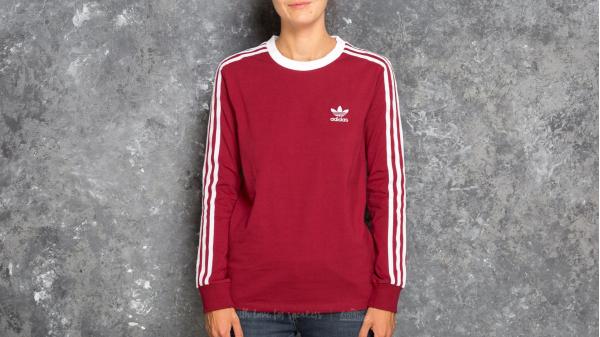 adidas 3 Stripes Longsleeve Tee Collegiate Burgundy