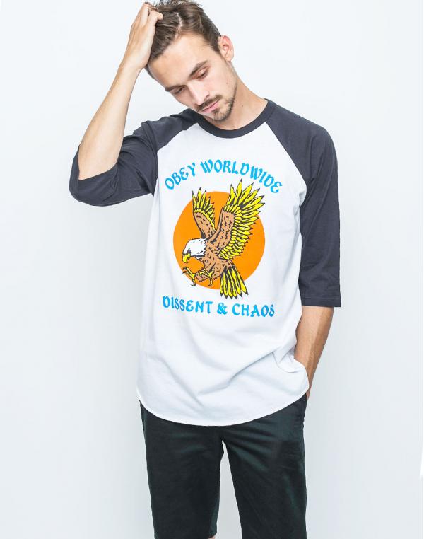 Logo tee Obey Chaos Eagle White / Black