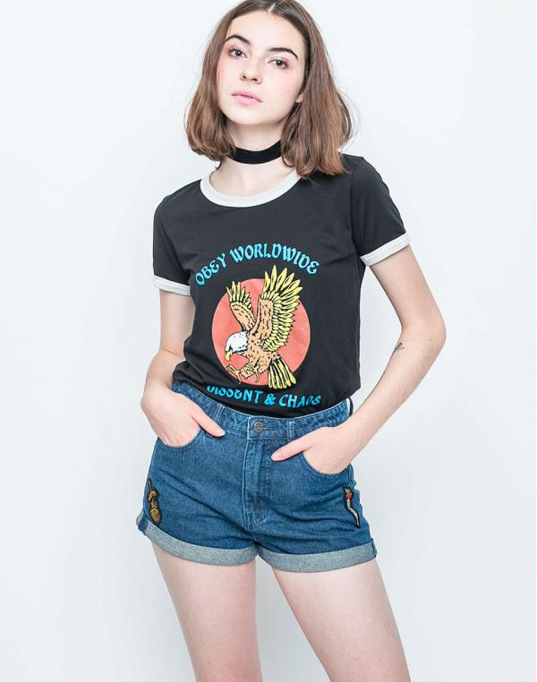 Logo tee Obey Chaos Eagle Black / Creme