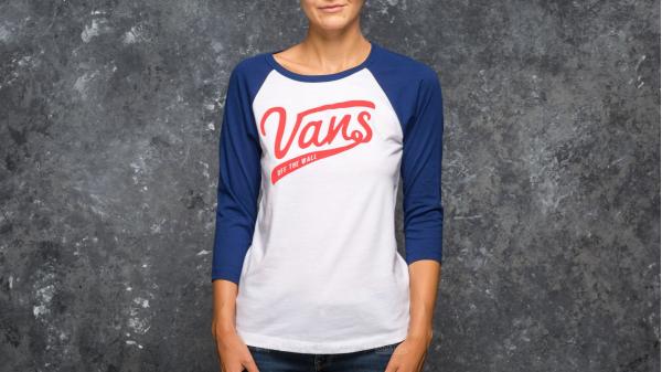 Vans WM Batter Up 3 Raglan Tee White/ Blue Depths