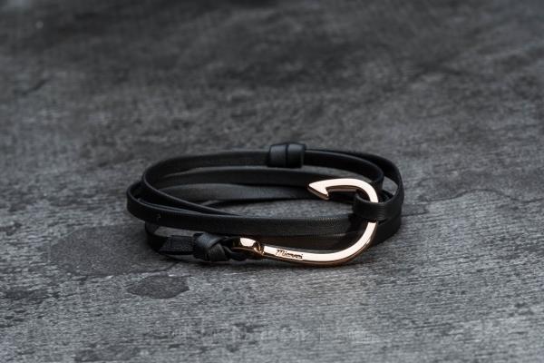 Miansai Hook On Leather Bracelet Rose/ Black