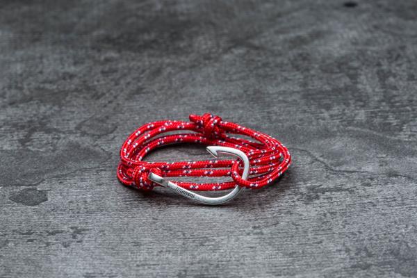 Miansai Hook On Rope Bracelet Silver/ Crimson