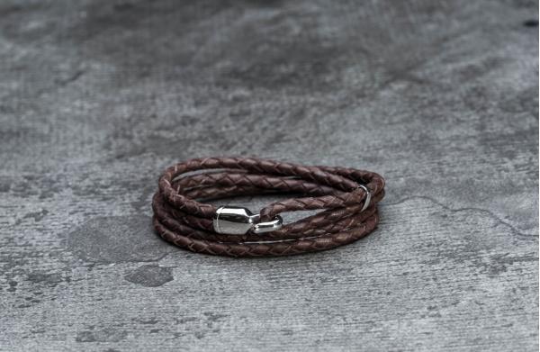 Miansai Trice Bracelet With Sleeve Silver/ Brown