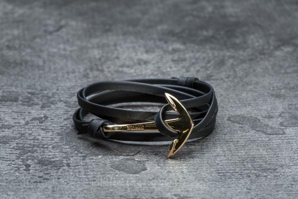 Miansai Anchor On Leather Gold/ Black