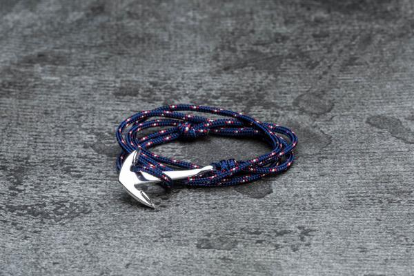 Miansai Anchor On Rope Bracelet Silver/ Navy Blue