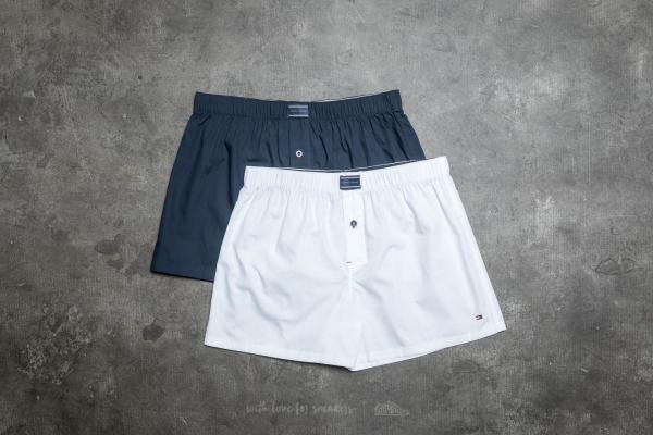 Tommy Hilfiger 2 Pack Woven Boxer White/ Navy Blazer