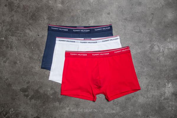 Tommy Hilfiger 3 Pack Trunks White/ Tango Red/ Peacoat