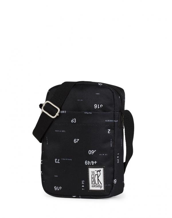 The Pack Society Small Shoulder Bag Black Numbers Allover