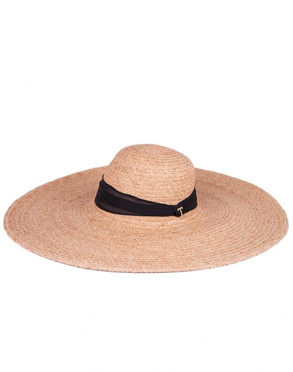 Klobouk Tonak Wide Brim Lux Natural - černá stuha