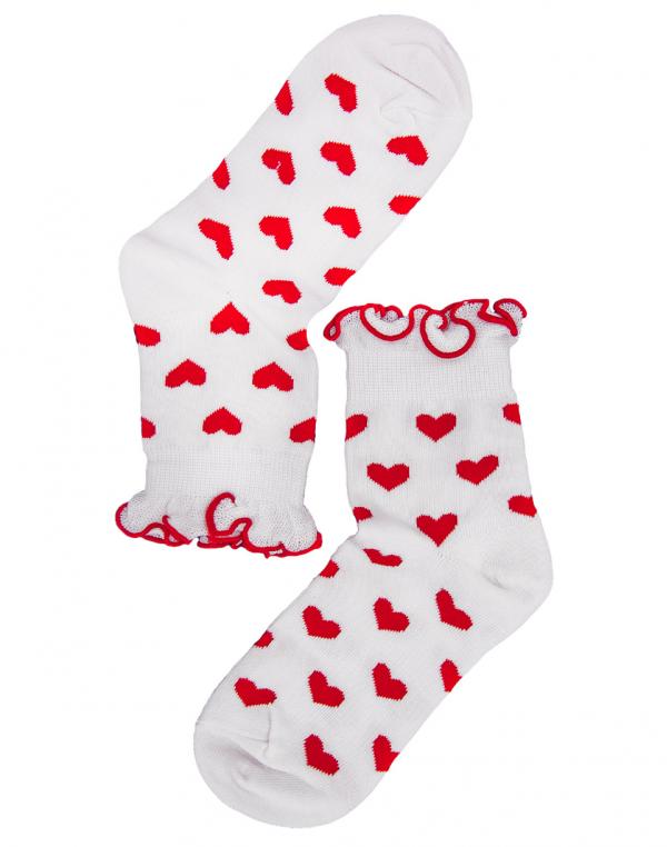 Ponožky Lazy Oaf Red Hearts White / Red