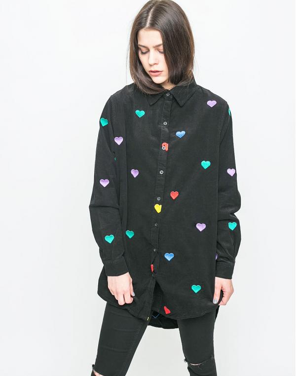 Košile Lazy Oaf Mixed Heart Cord Black