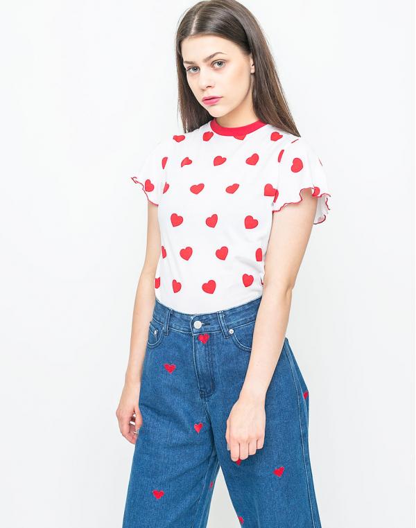 Lazy Oaf Red Hearts White M
